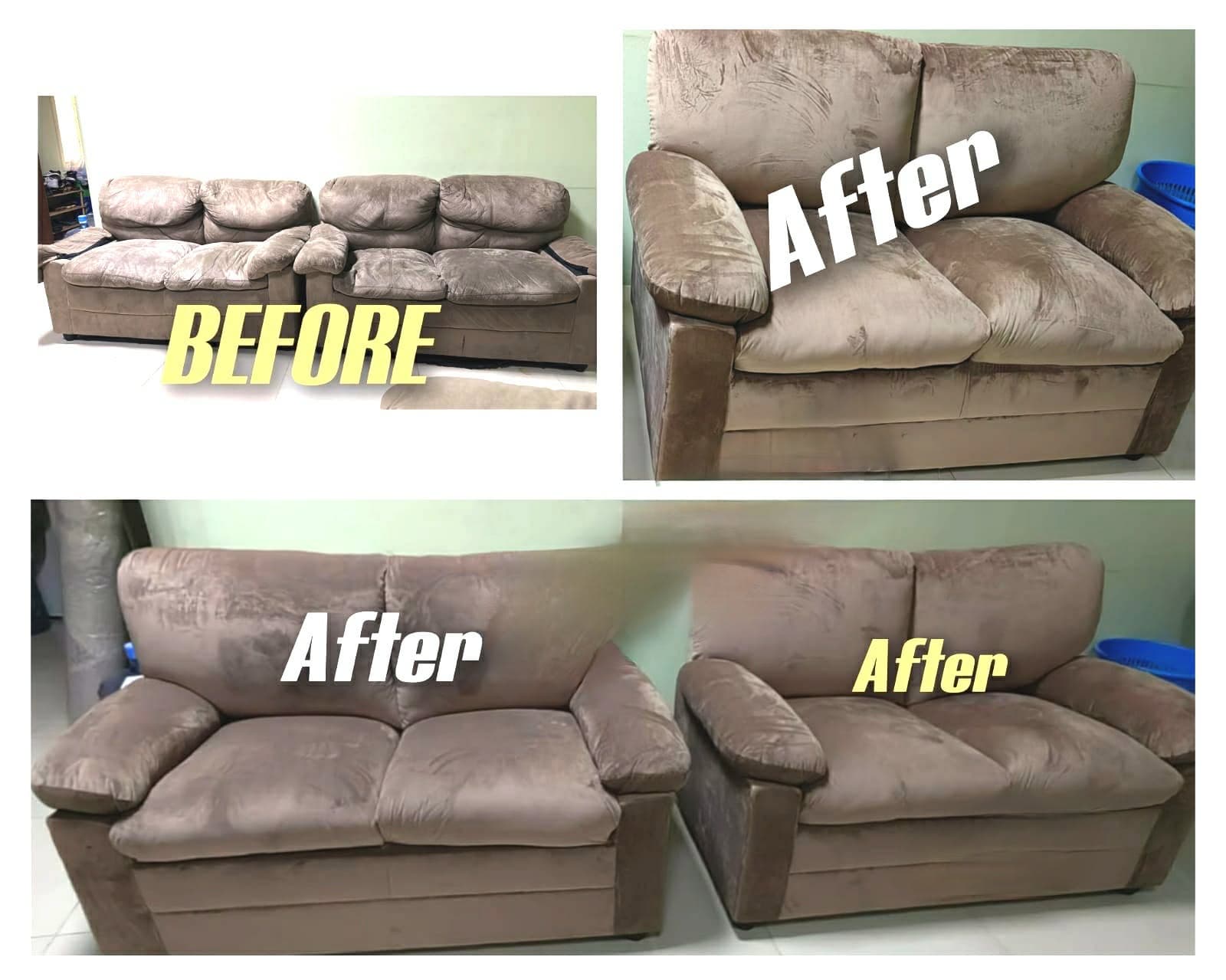 Sofa reupholstery before and after transformation 3