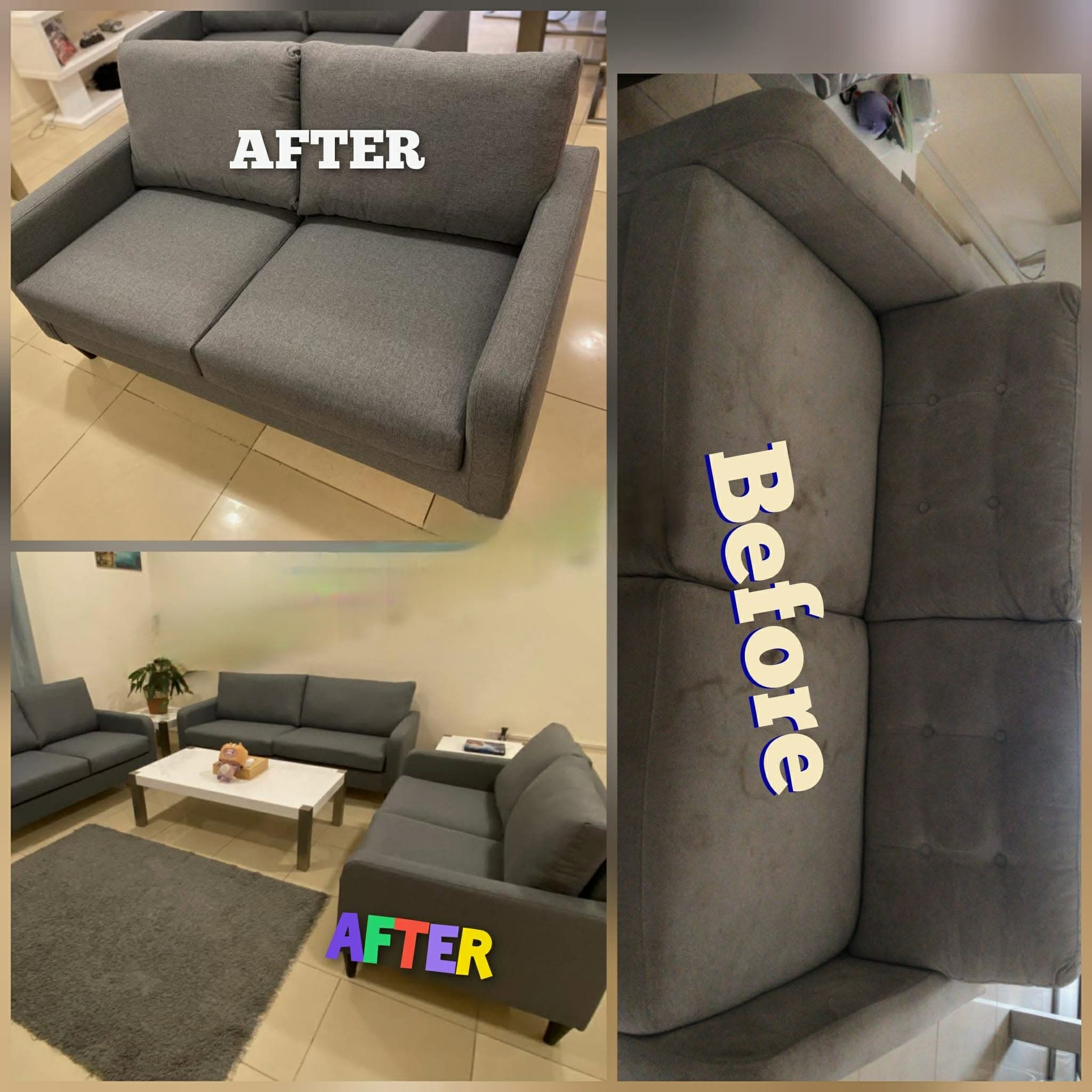 Sofa reupholstery before and after transformation 13