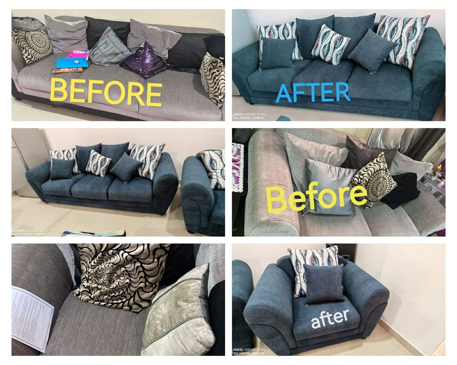 Sofa reupholstery before and after transformation 15