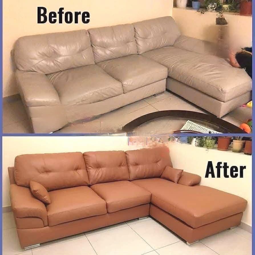 Sofa reupholstery before and after transformation 16