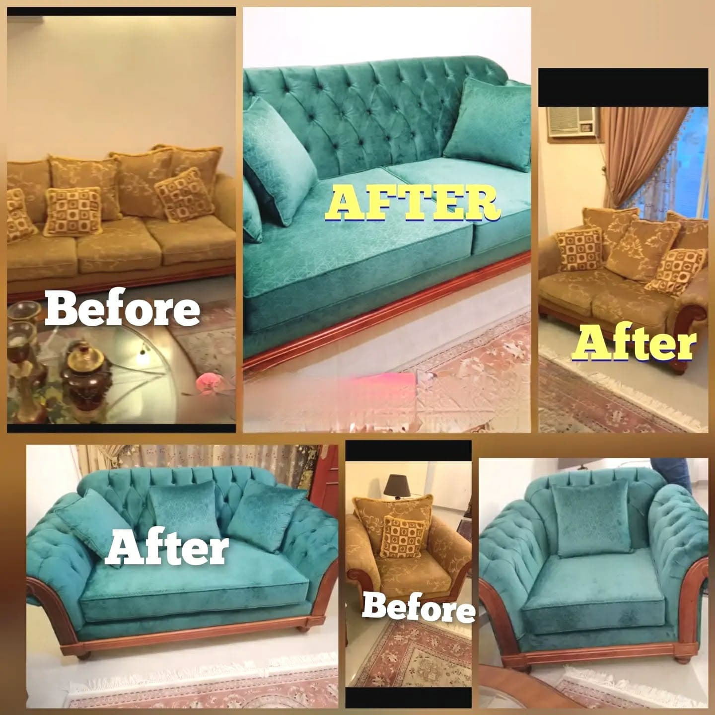 Sofa reupholstery before and after transformation 17