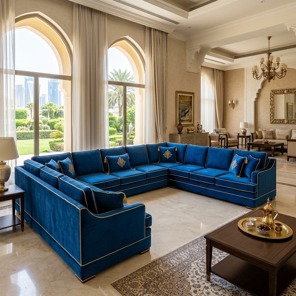 Showcase of luxury restored and custom furniture in a Doha villa